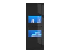 Vitrina|Merax Vitrine laqueada com LEDs + 1 prateleira de vidro + porta - 61 x 42 x 162 cm - aglomerado - Preto