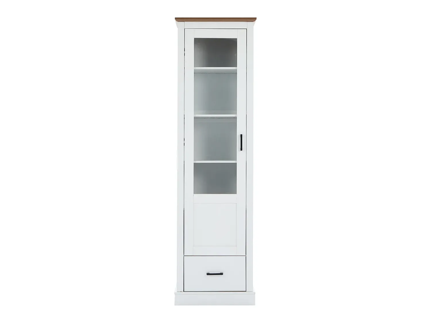 Vitrina*ModernLuxe Vitrine LED moderna 50x35x178 cm - com iluminação LED - 1 gaveta - 1 porta de vidro - 5 compartimentos - Branco