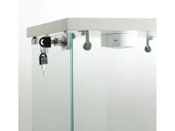 Sale Vitrine moderna de vidro com 2 prateleiras de vidro, 1 porta, iluminação LED e fechadura, 86x40,4x36,5cm, branca. Branco