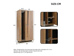 Merax Vitrine moderna para sala de estar - 80 x 35 x 160 cm - com 8 prateleiras + 2 portas de acrílico + LEDs - aglomerado - cor natural^ Vitrina