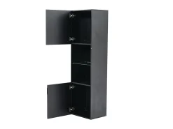 Discount Vitrine preta brilhante com iluminação LED - Armário alto para sala de estar - Armário de armazenamento - 45x35x160 cm Preto