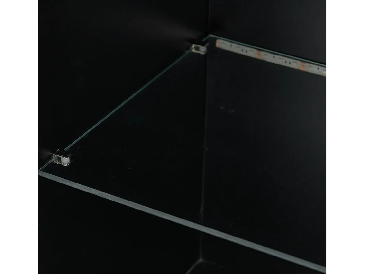 Discount Vitrine preta brilhante com iluminação LED - Armário alto para sala de estar - Armário de armazenamento - 45x35x160 cm Preto