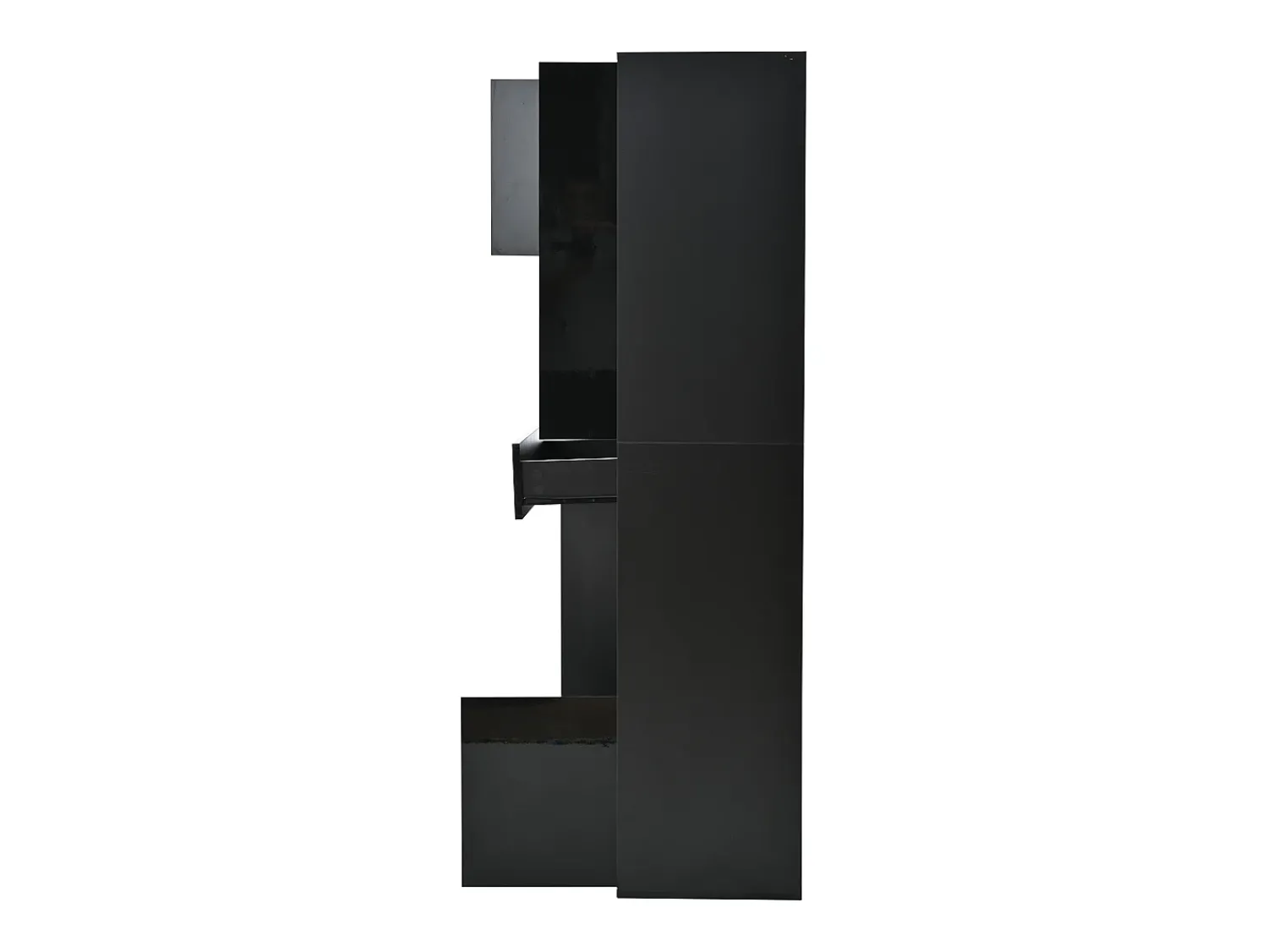 Vitrina*Hauss Spole Vitrine preta com 1 gaveta, 4 portas e iluminação LED, prateleiras em vidro, 55x38x170 cm Preto