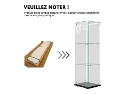 Vitrina| Vitrine simples aberta com três níveis + base preta com lacado incolor Preto