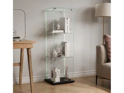 Vitrina| Vitrine simples aberta com três níveis + base preta com lacado incolor Preto