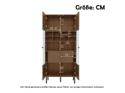 ModernLuxe Vitrine 75x35x164.5 cm - 2 portas - Painel de vidro + prateleira multicamadas + gaveta oculta - ​​Nogueira​^ Vitrina