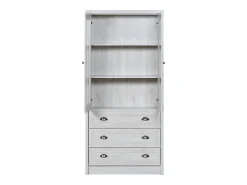 ModernLuxe Vitrine 80x34x171 cm - com 2 portas de vidro - 3 gavetas - cinza + natural^ Vitrina