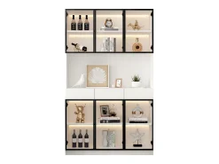 ModernLuxe Vitrine 240x36x200 cm com LED - 12 portas de vidro e 6 gavetas -^ Vitrina