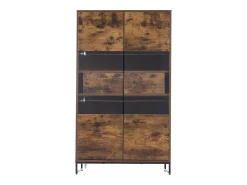 ModernLuxe Vitrine 80x40x138cm - com iluminação LED - com 2 gavetas e 2 portas - com painel acrílico - marrom^ Vitrina