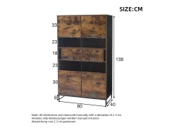 ModernLuxe Vitrine 80x40x138cm - com iluminação LED - com 2 gavetas e 2 portas - com painel acrílico - marrom^ Vitrina