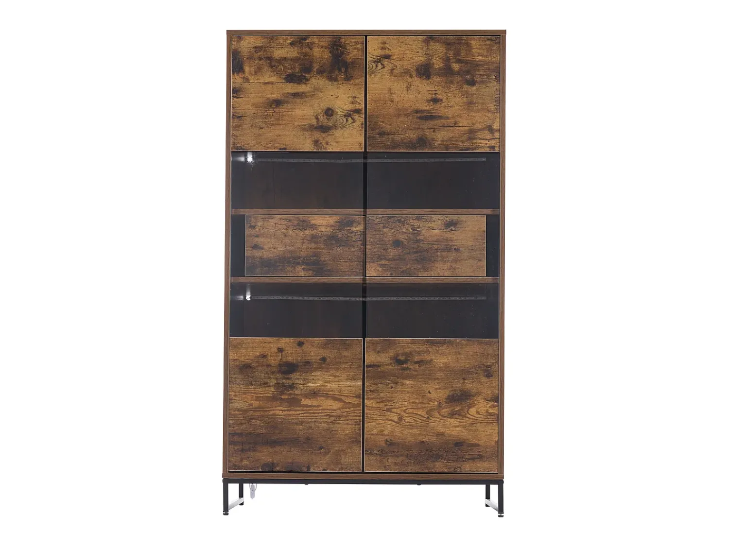 New Hauss Spole Vitrine 80x40x138cm com 2 portas e 2 gavetas em acrílico, LED incluso, corpo nas cores marrom e Preto