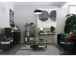 Mesa De Apoio*Dorel Home Wainwright | Mesa de apoio em vidro e 1 prateleira em Black Oak Look Preto