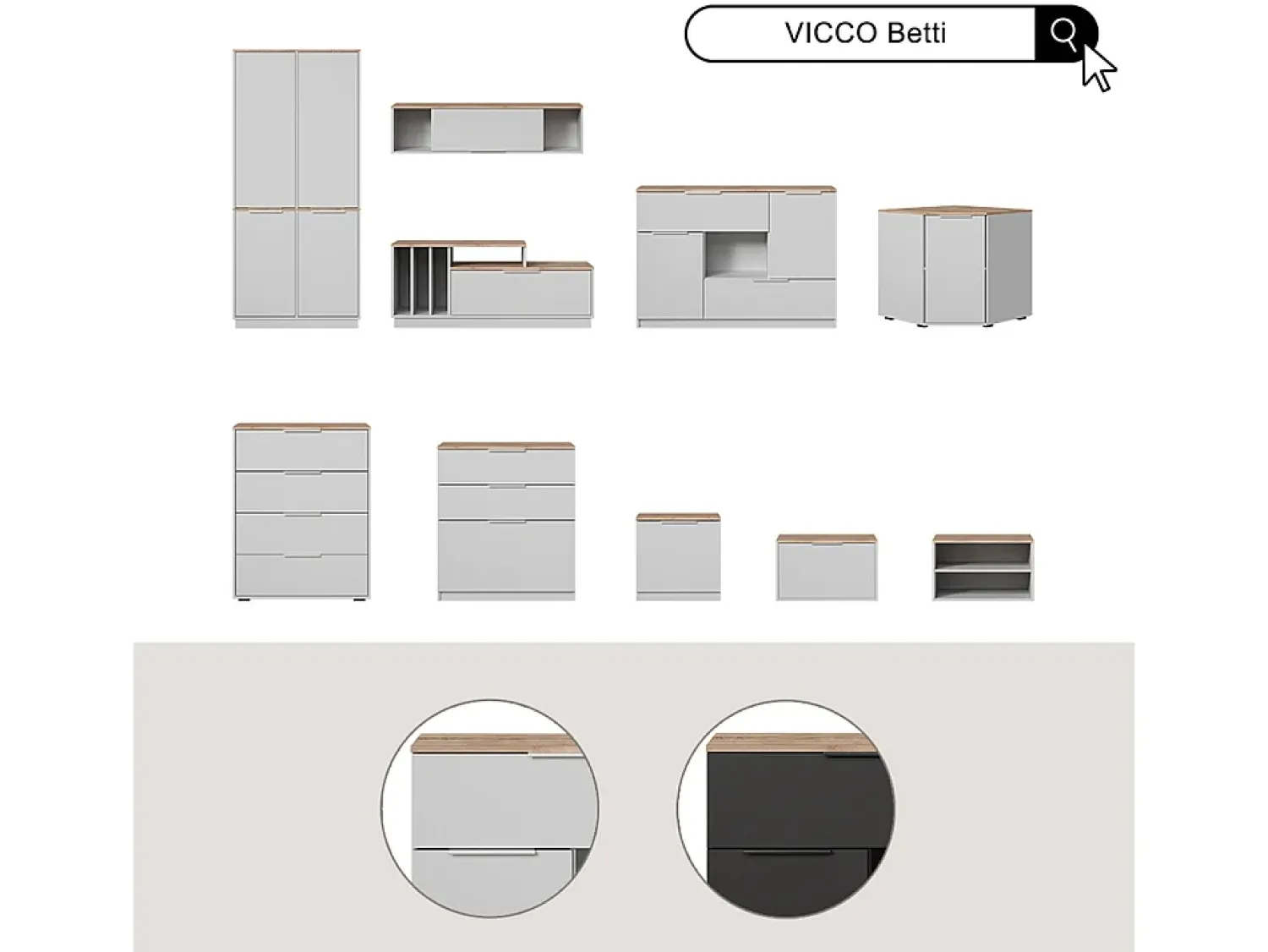 Vicco Wandregal antracite/sonoma 120x30x30 betti Cinza antracite