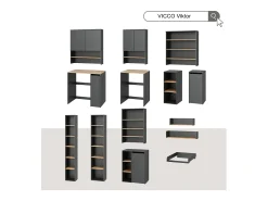 Prateleira*Vicco Wandregal carvalho antracite/goldkraft 93.4x20x20 viktor Cinza antracite