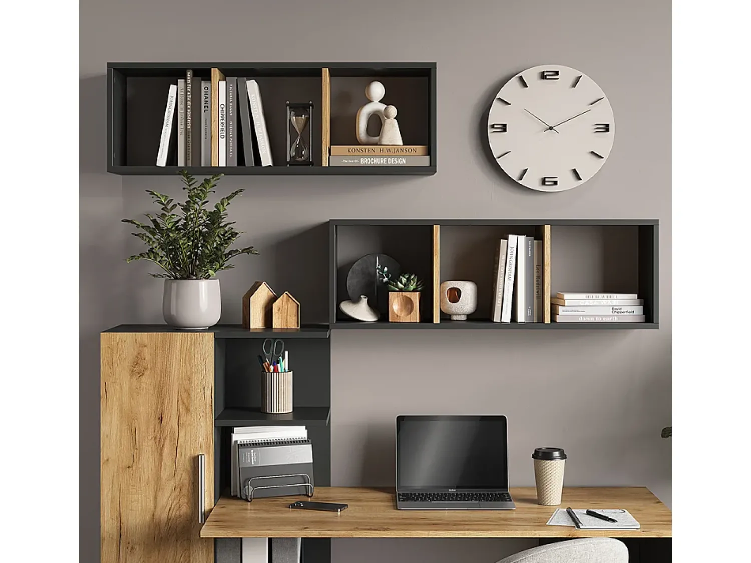 Prateleira|Vicco Wandregal carvalho antracite/goldkraft 90x22x30 tomy Cinza antracite