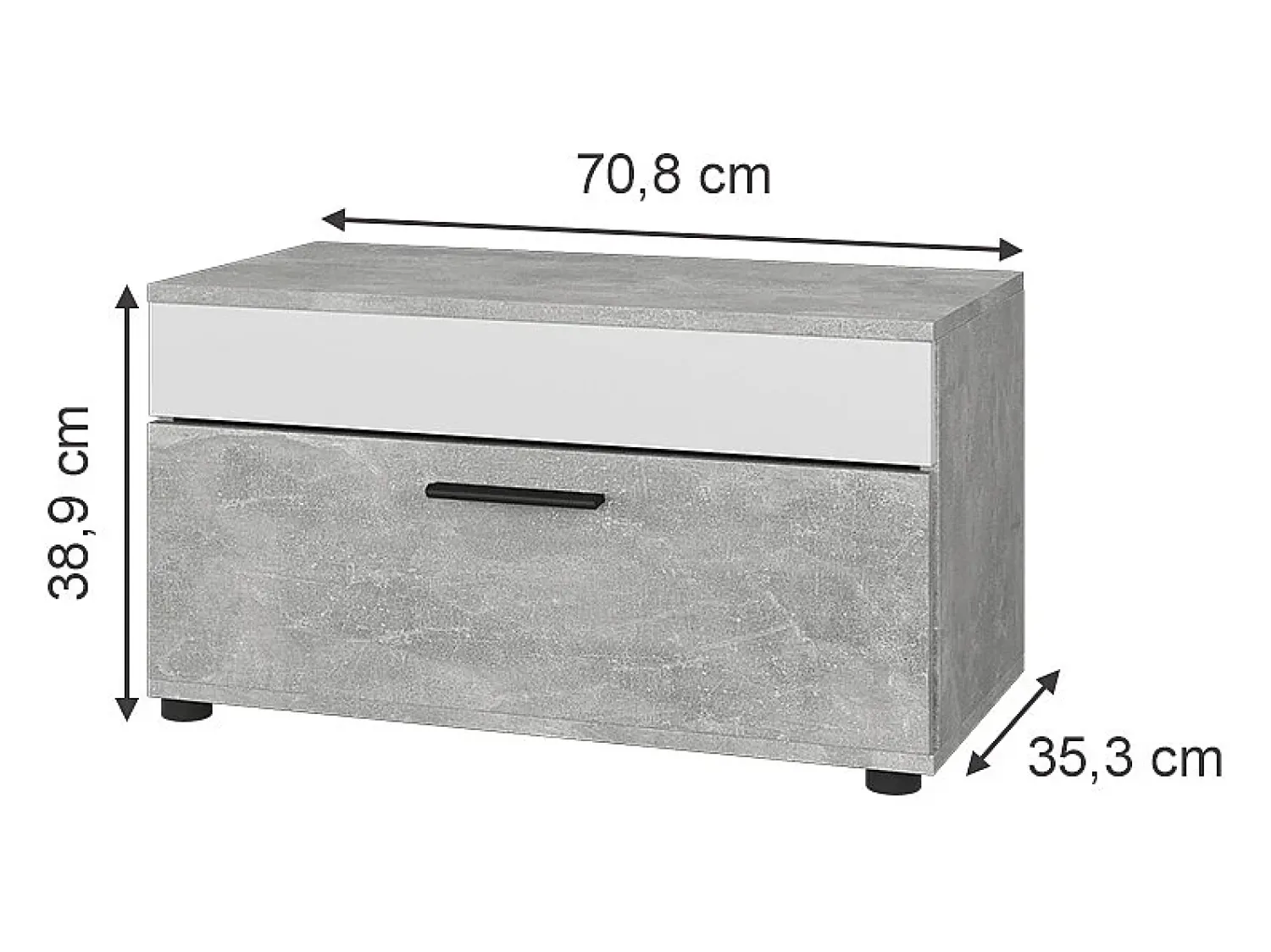 Vicco Wohnzimmerschrank concreto/branco 70.8x35.3x38.9 berno^ Prateleira