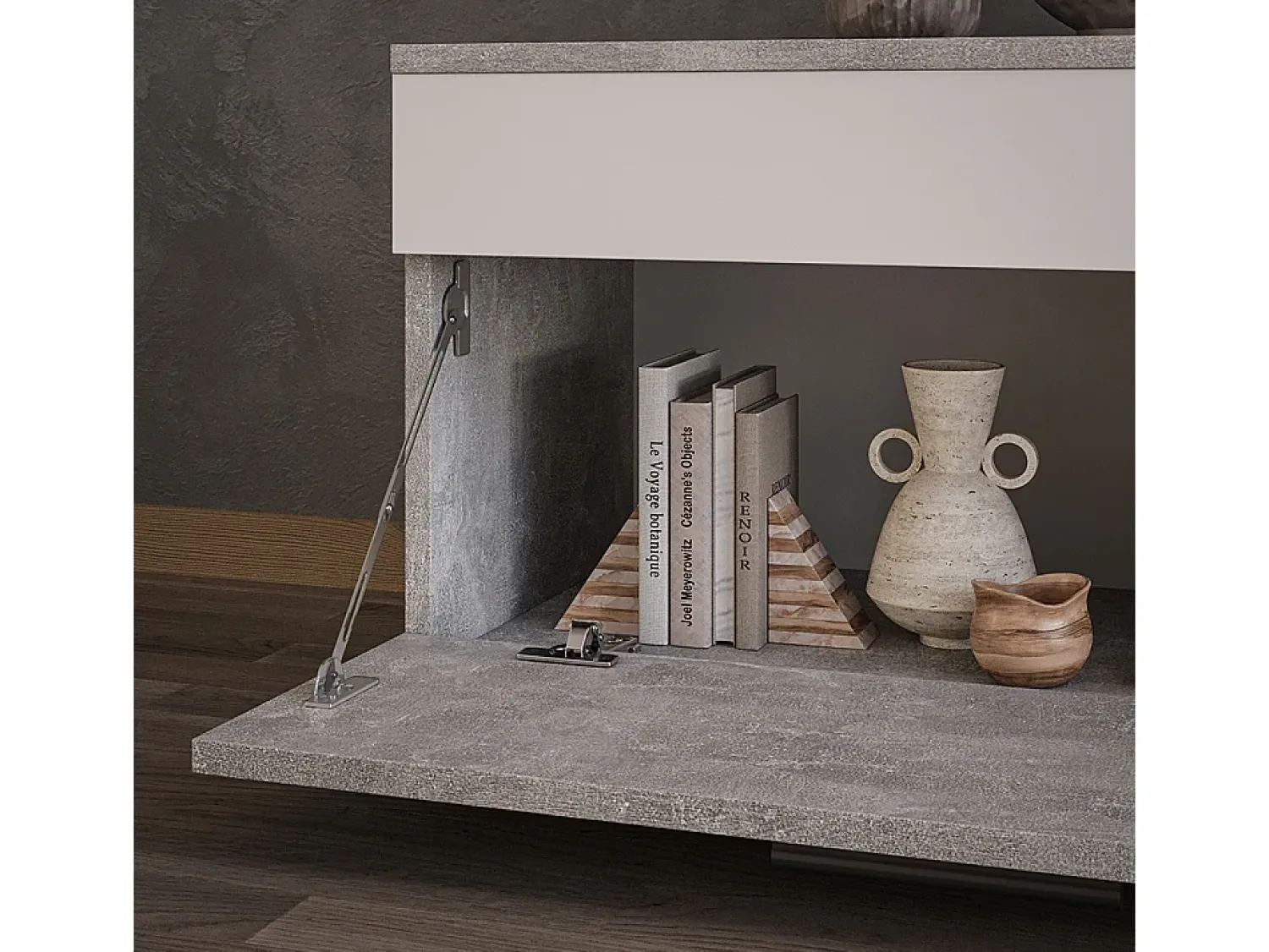 Vicco Wohnzimmerschrank concreto/branco 70.8x35.3x38.9 berno^ Prateleira
